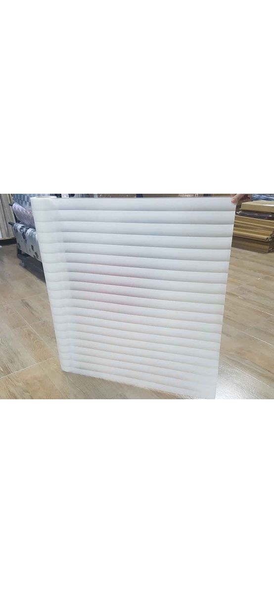 Folie geam autoadezivă Jaluzele, Folina, sablare cu dungi verticale albe, 90 cm lăţime
