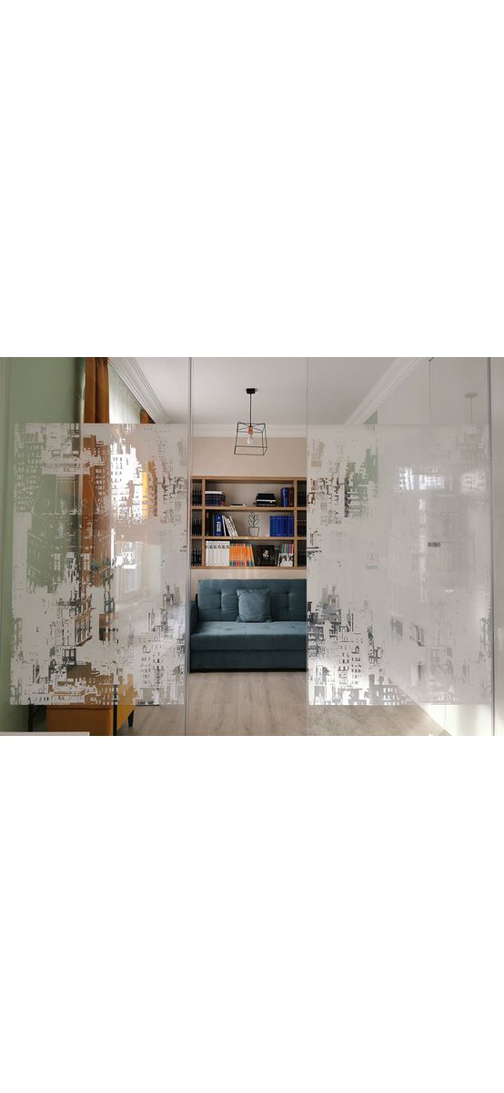 Folie sablare decorativă City, Folina, cu model transparent, lățime 122 cm