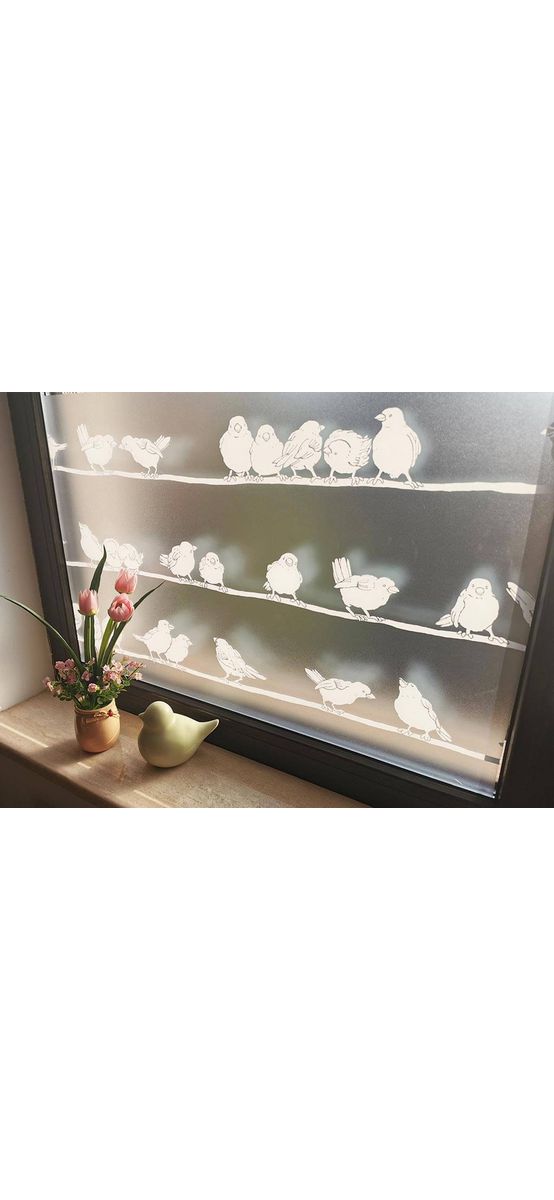 Folie geam electrostatică Filippa, d-c-fix, bordură decorativă cu model păsări, 45 cm lăţime
