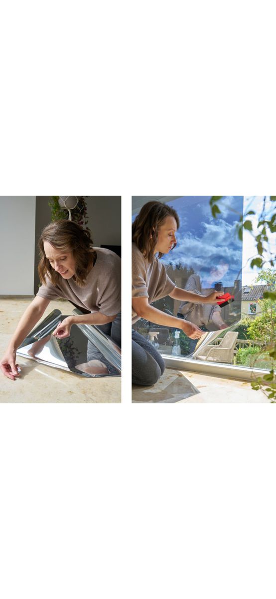 Folie protecție solară 75%, Reflectiv SOL101, argintiu metalizat deschis, cu aplicare la interior, rolă de 90x120 cm