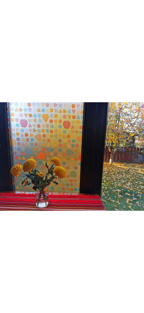 Folie geam autoadezivă Fructe, Folina, imprimeu multicolor, rolă de 90x400 cm