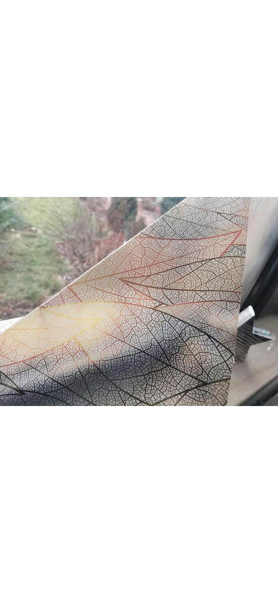 Folie geam autoadezivă, Folina, sablare cu model frunze, 100 cm lăţime