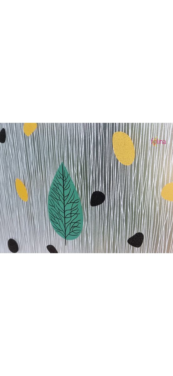 Folie geam autoadezivă, Folina, sablare cu frunze stilizate colorate, 90 cm lăţime