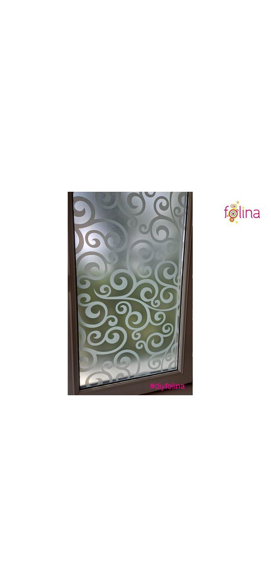 Folie geam autoadezivă Rina, sablare cu model alb, rolă de 100x200 cm