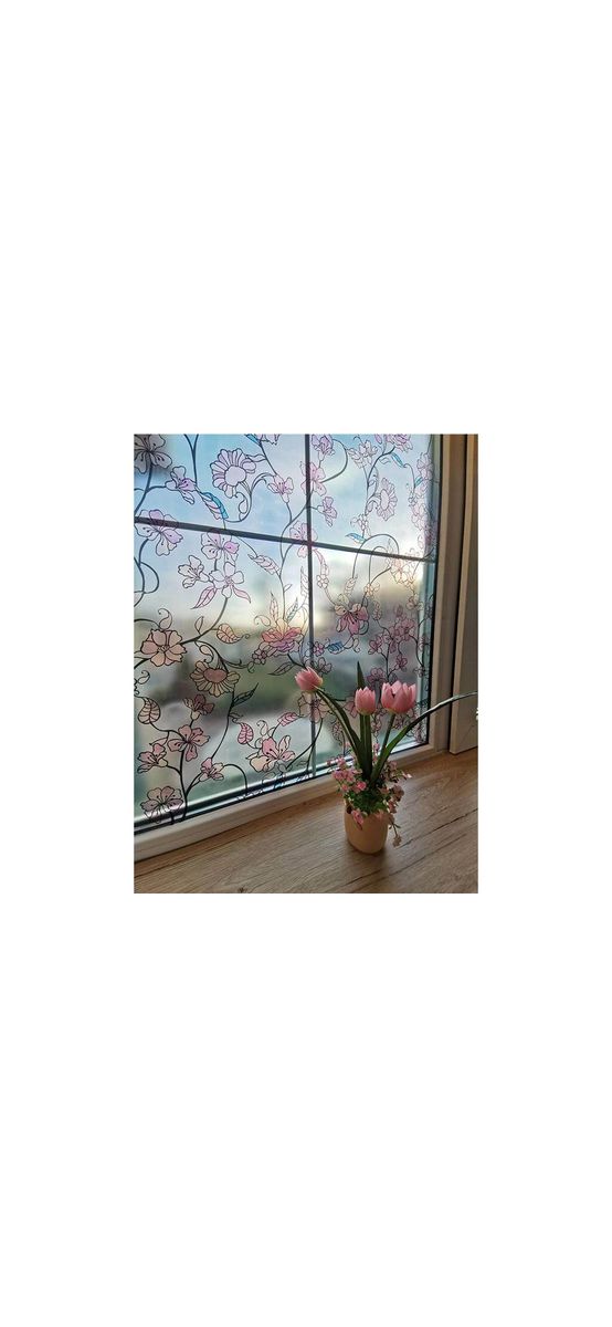 Folie geam electrostatică Kyoto, d-c-fix, sablare cu model floral pastel, rola de 67x150 cm