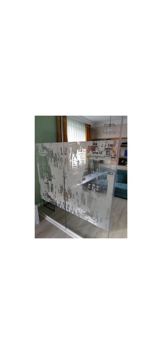 Folie sablare decorativă City, Folina, cu model transparent, lățime 122 cm