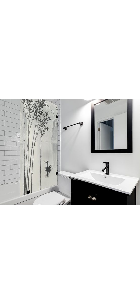 Folie geam cabină duș, Folina, sablare cu model peisaj tradițional asiatic, rolă de 100x210 cm