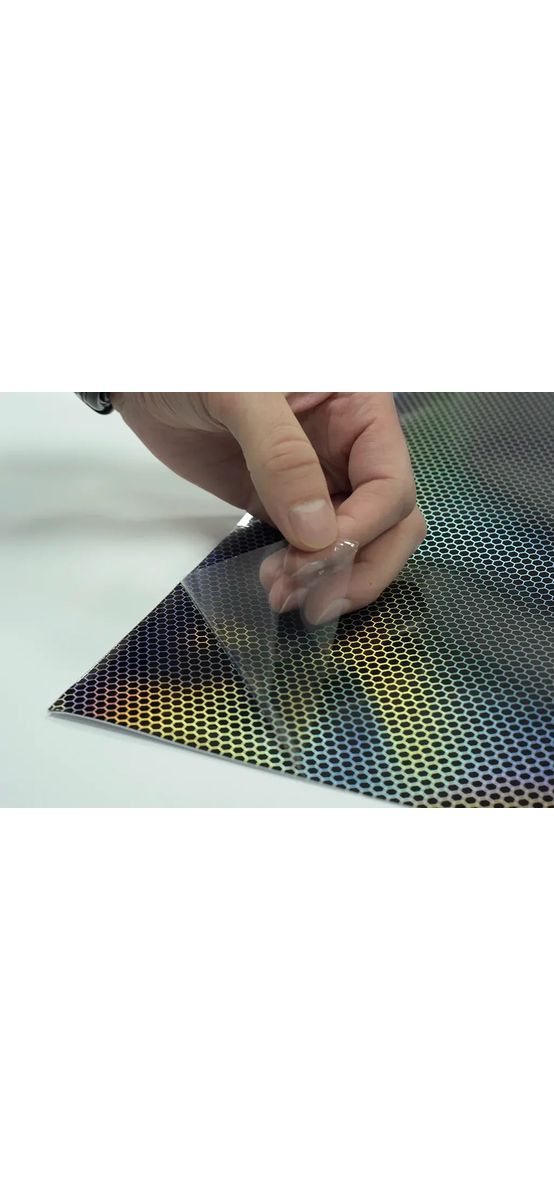 Folie auto holografică, Honeycomb Laser Black, pentru tuning auto - 75x200 cm