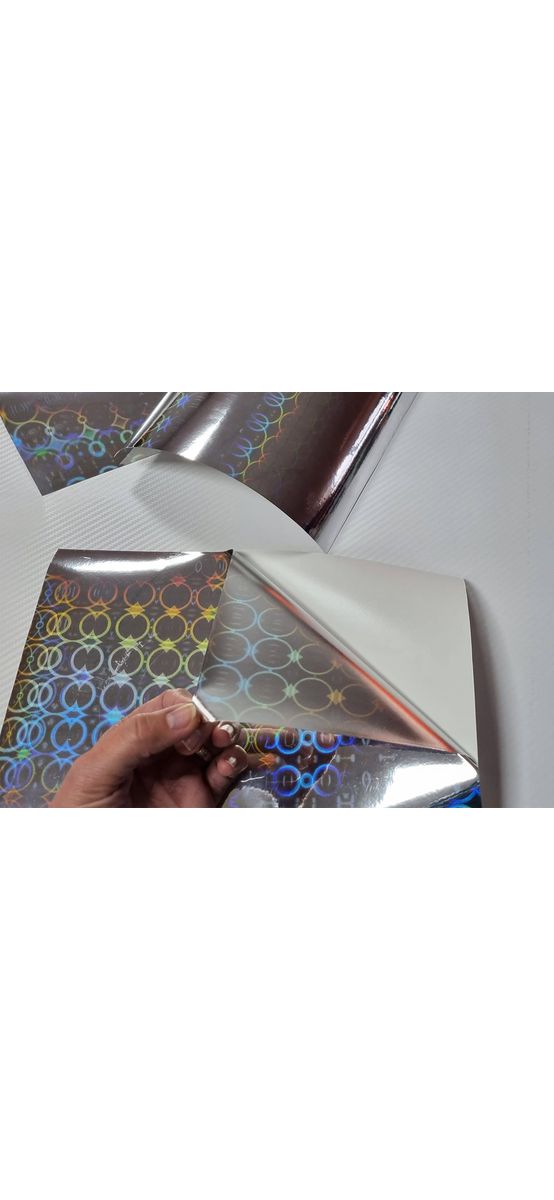 Set 5 coli A4 folie hologramă argintie cu cercuri, autoadezive