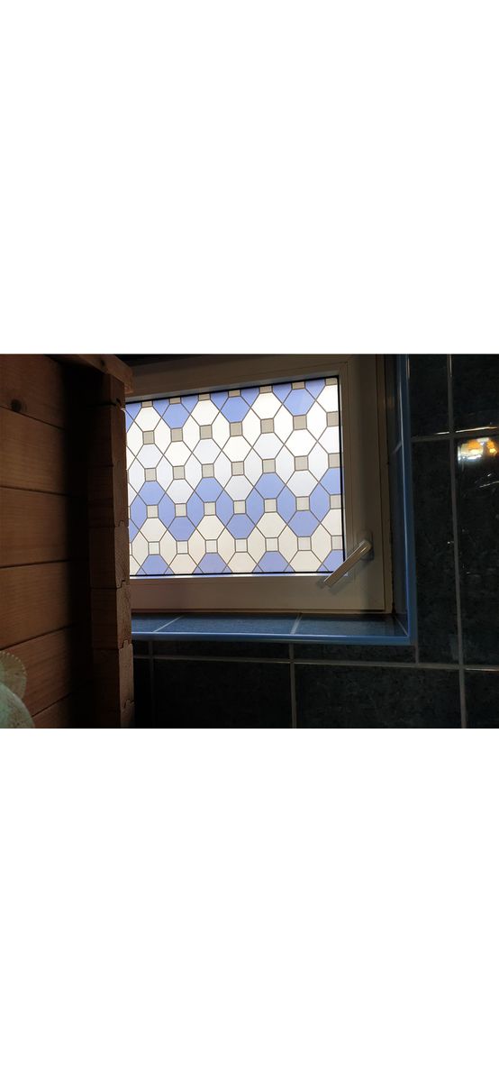 Folie geam autoadezivă mozaic Rhomb, Folina, sablare cu model geometric, rolă de 90x200 cm