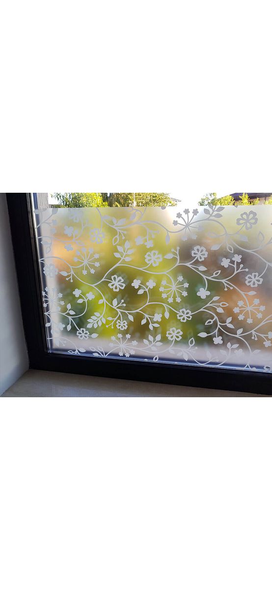 Folie geam electrostatică Tord, d-c-fix, sablare cu imprimeu floral alb, rolă de 45 x 150 cm