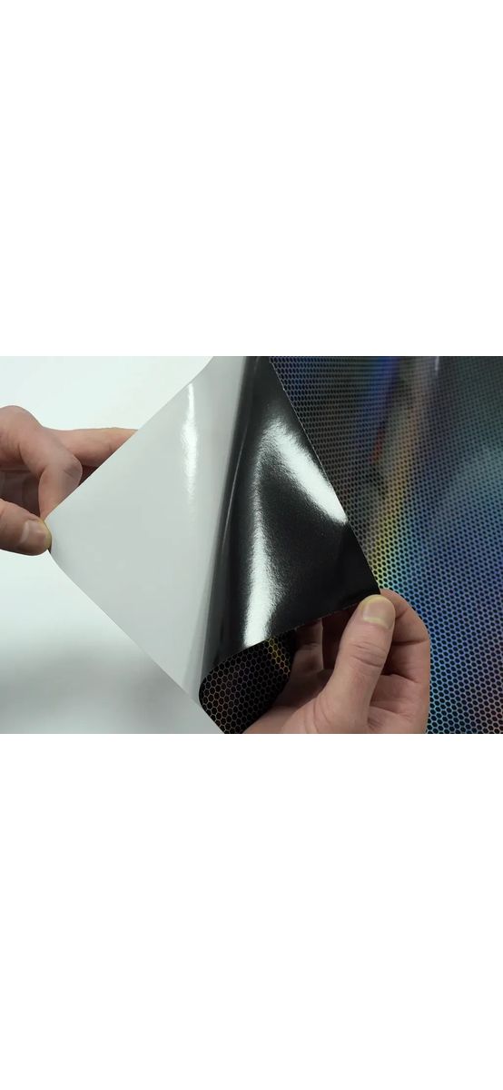 Autocolant mobilă negru cu model fagure holografic, pentru mobilier gaming și decoruri moderne - 75x250 cm