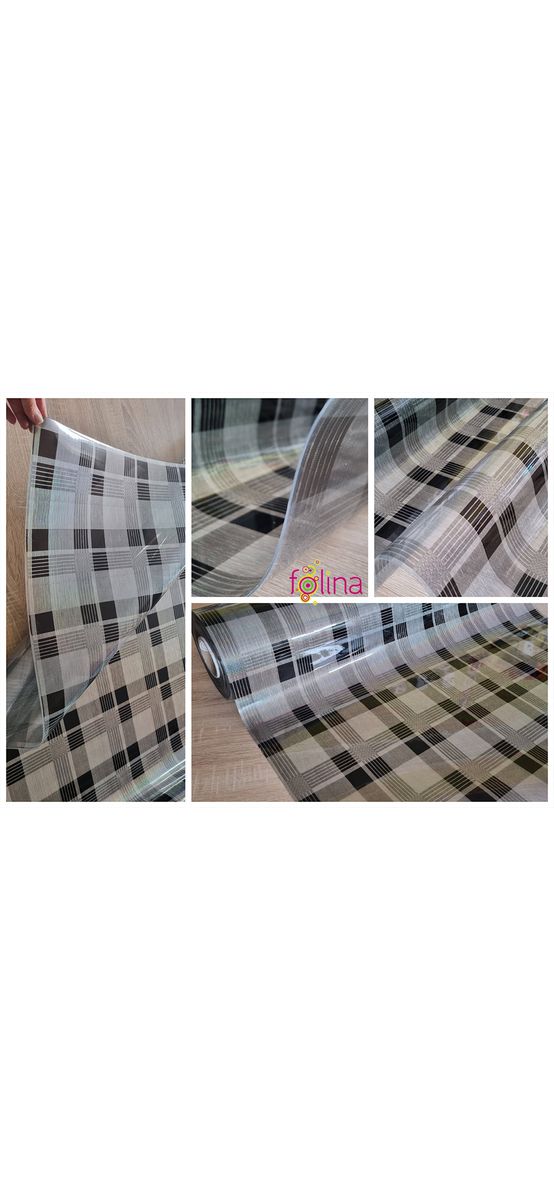 Folie protecţie gri cu model carouri negre, fără adeziv, 1.2 mm grosime, 100 cm lăţime