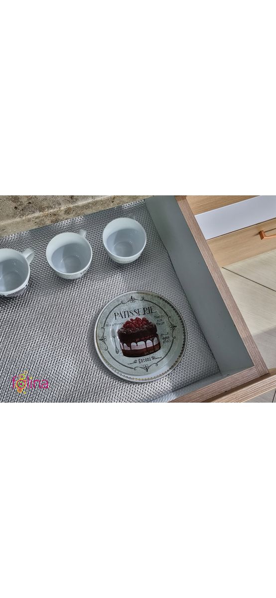 Folie protecţie sertar cu aspect metalic argintiu, fără adeziv, material impermeabil, rolă de 45 cm x 10 metri