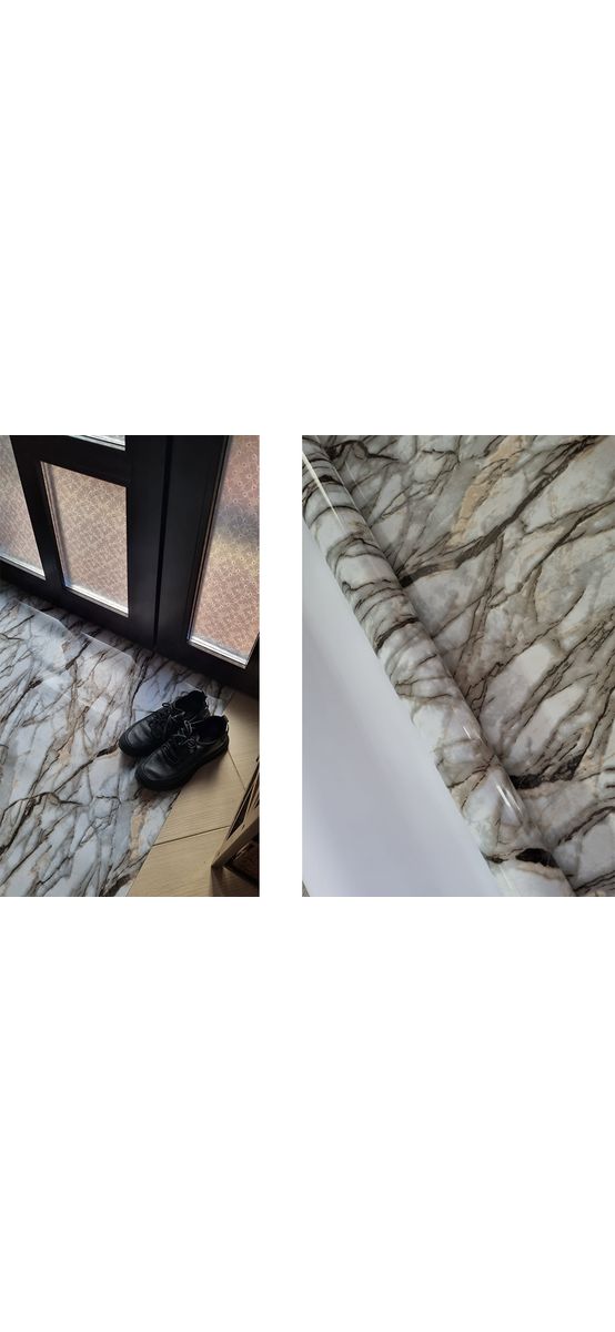 Folie protecţie imitaţie marmură bej, fără adeziv, 1,2 mm grosime, 100 cm lăţime