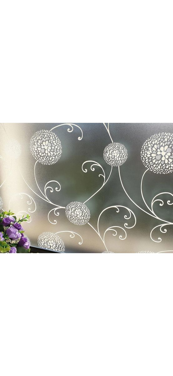 Folie geam autoadezivă Anais, Folina, model floral alb, 90 cm lăţime