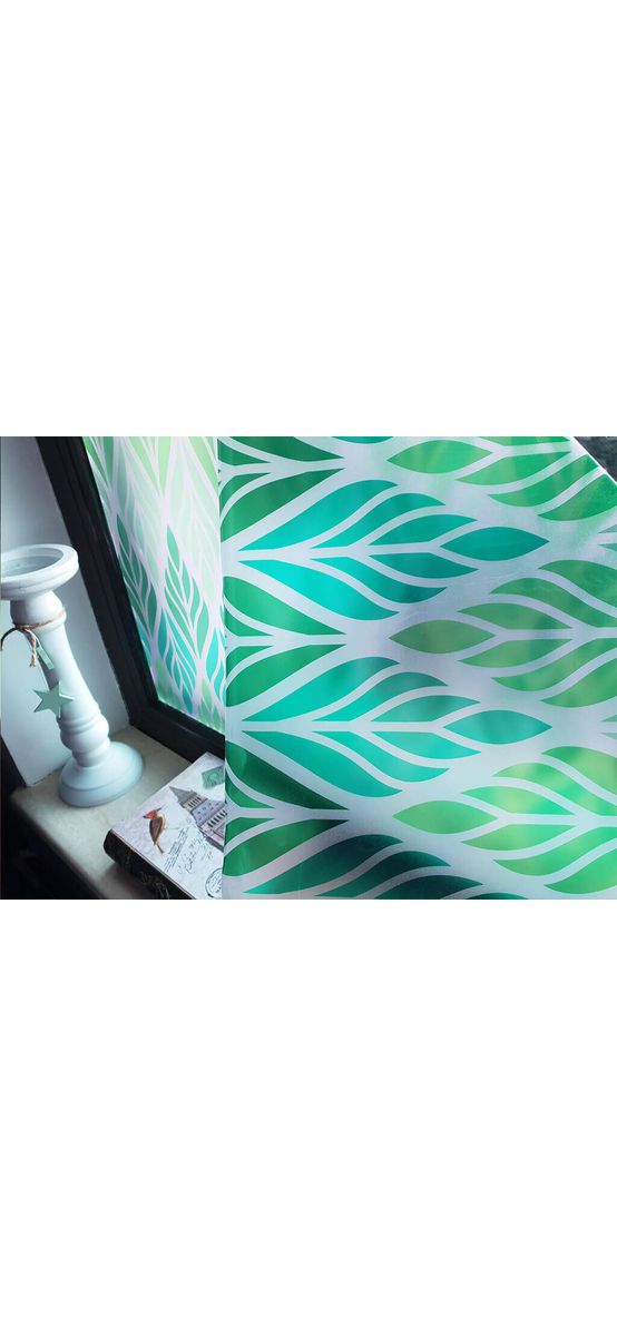 Folie geam autoadezivă Nydia, Folina, model geometric verde, 100 cm lăţime
