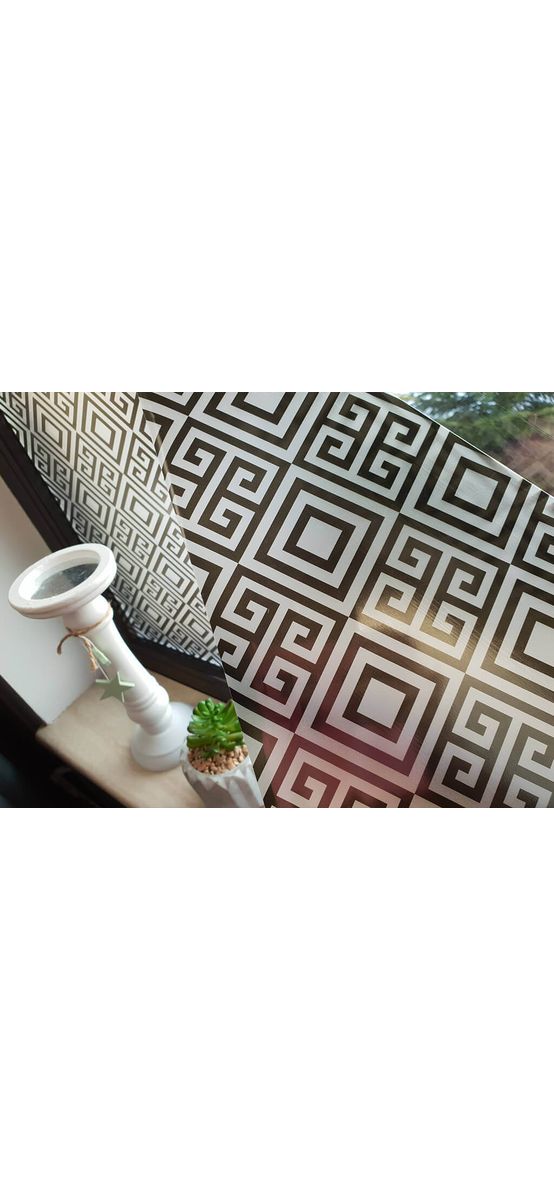 Folie geam autoadezivă Renata, Folina, model geometric negru, 100 cm lăţime