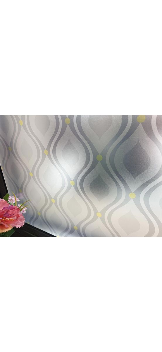 Folie geam autoadezivă Selim, Folina, model geometric, galben si gri, 100 cm lăţime