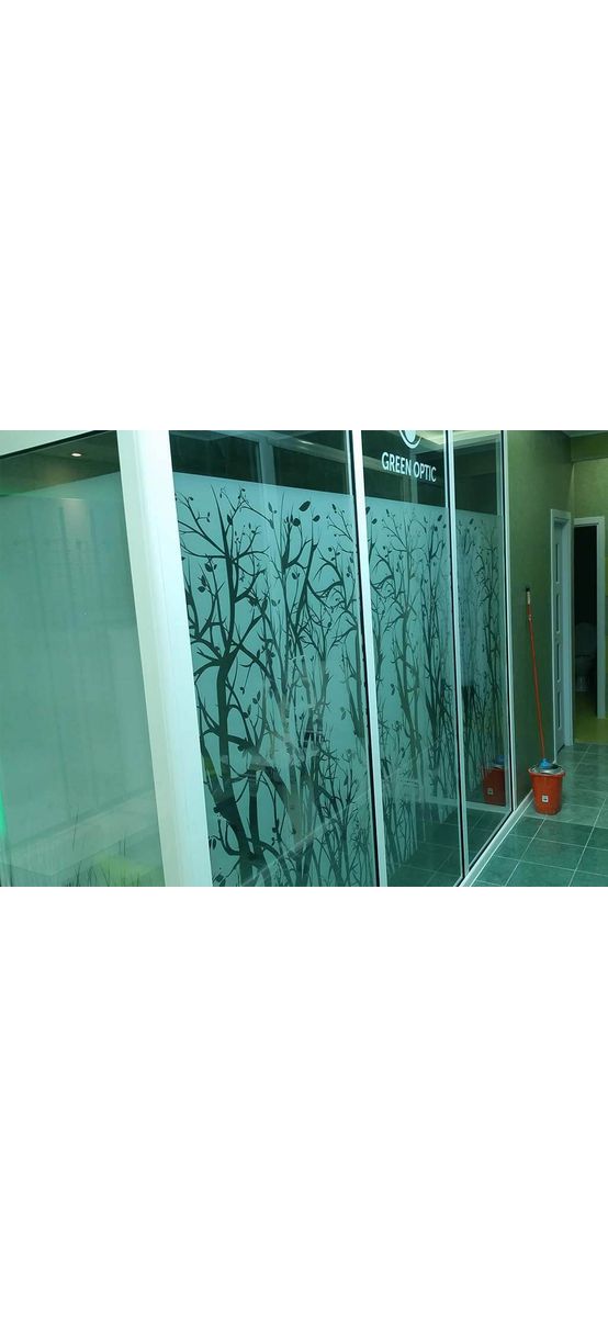Folie geam autoadezivă crengi albe, Folina, model floral, lățime 152 cm