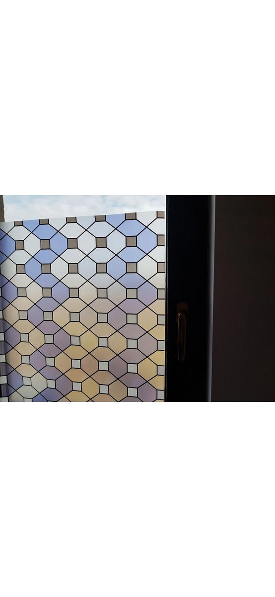 Folie geam autoadezivă mozaic Rhomb, Folina, sablare cu model geometric, rolă de 90x200 cm