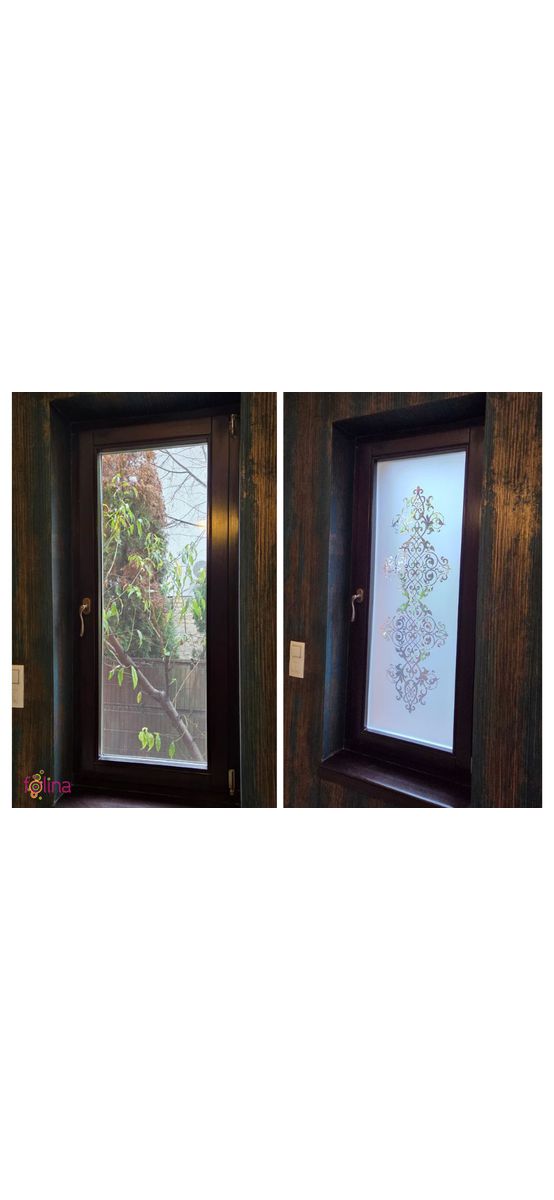 Folie geam autoadezivă Marissa, sablare cu model clasic decupat, 60x100 cm