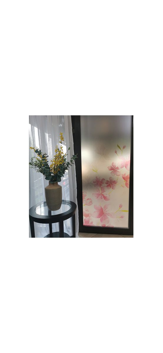 Folie sablare decorativă Saba, Folina, crengi cu flori roz, pentru uşi din sticlă, rolă de 100x210 cm