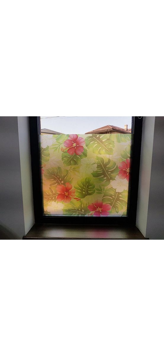 Folie geam autoadezivă Tropical, MagicFix, model floral exotic, rola de 100x160 cm 