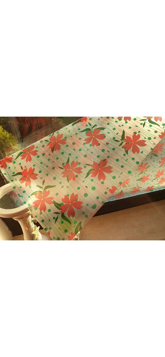 Folie geam autoadezivă Aurelia, Folina, model floral roşu, 100 cm lăţime