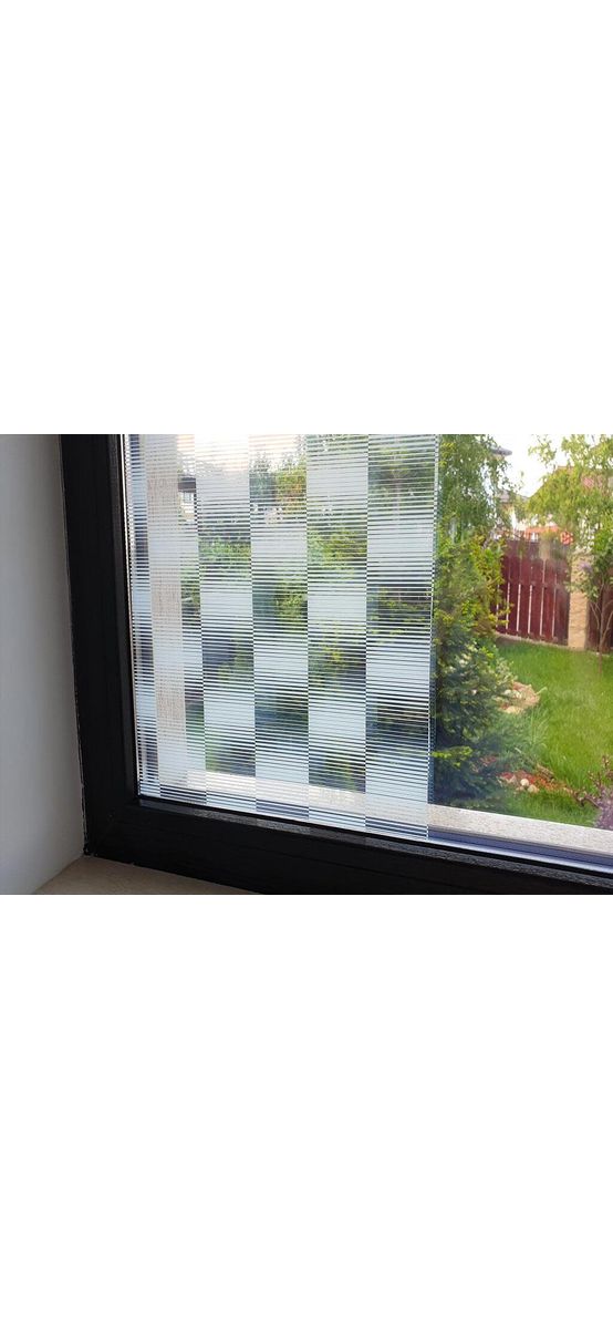Folie geam autoadezivă Office Dopler, Folina, imprimeu dungi, alb, lățime 152 cm