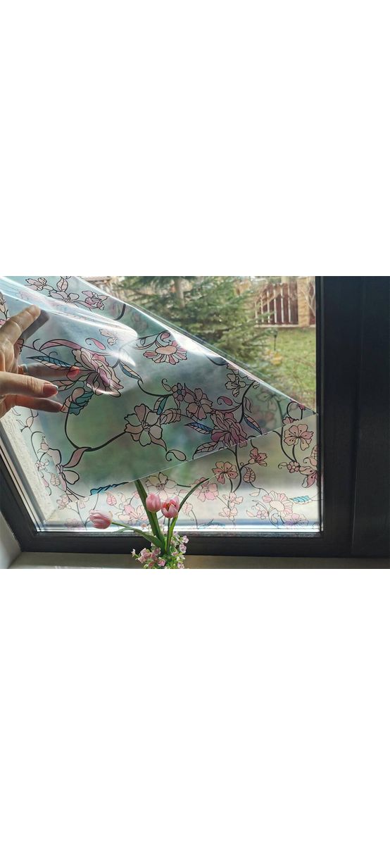 Folie geam electrostatică Kyoto, d-c-fix, sablare cu model floral pastel, rola de 67x150 cm