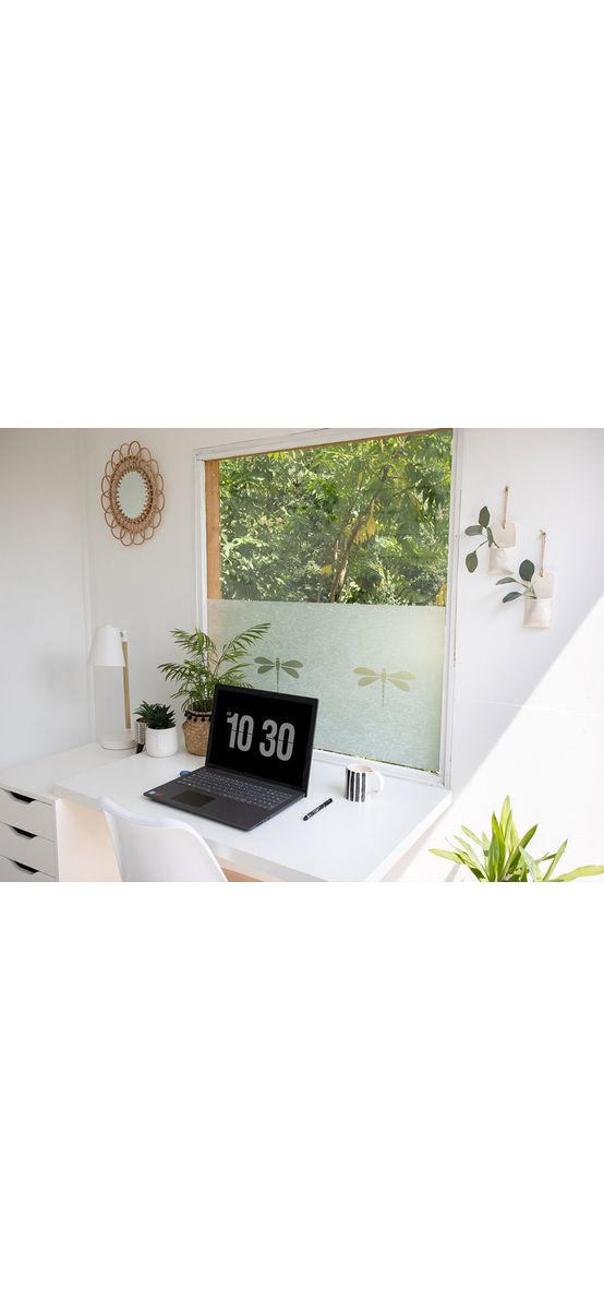Folie geam electrostatică Nibella, d-c-fix, efect de sablare, model libelule, 45 cm lăţime