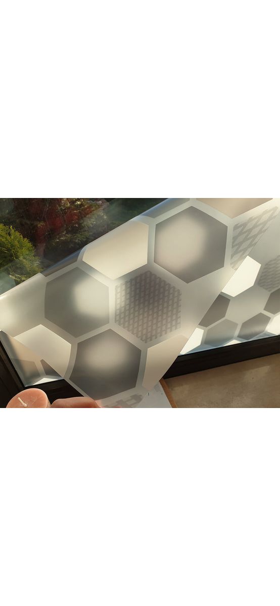Folie geam electrostatică Wido, d-c-fix, sablare cu model hexagoane gri, 67x150 cm