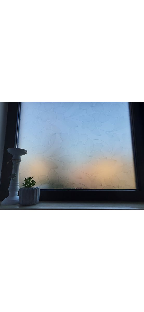 Folie geam autoadezivă Erin, Folina, model floral gri , 100 cm lăţime