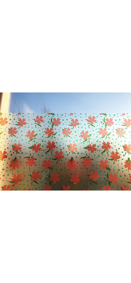 Folie geam autoadezivă Aurelia, Folina, model floral roşu, 100 cm lăţime