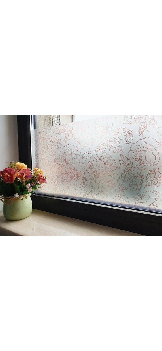 Folie geam autoadezivă Jaide, Folina, sablare cu model floral roşu, 100 cm lăţime