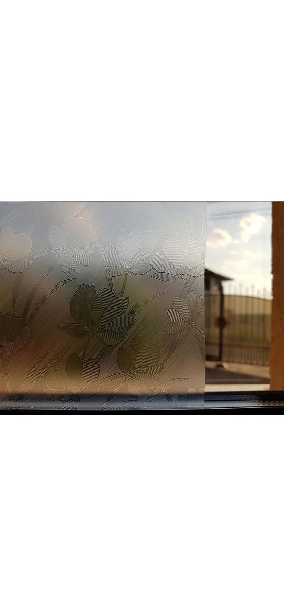 Folie geam autoadezivă Layla, Folina, sablare cu model floral translucid, rolă de 120x140 cm