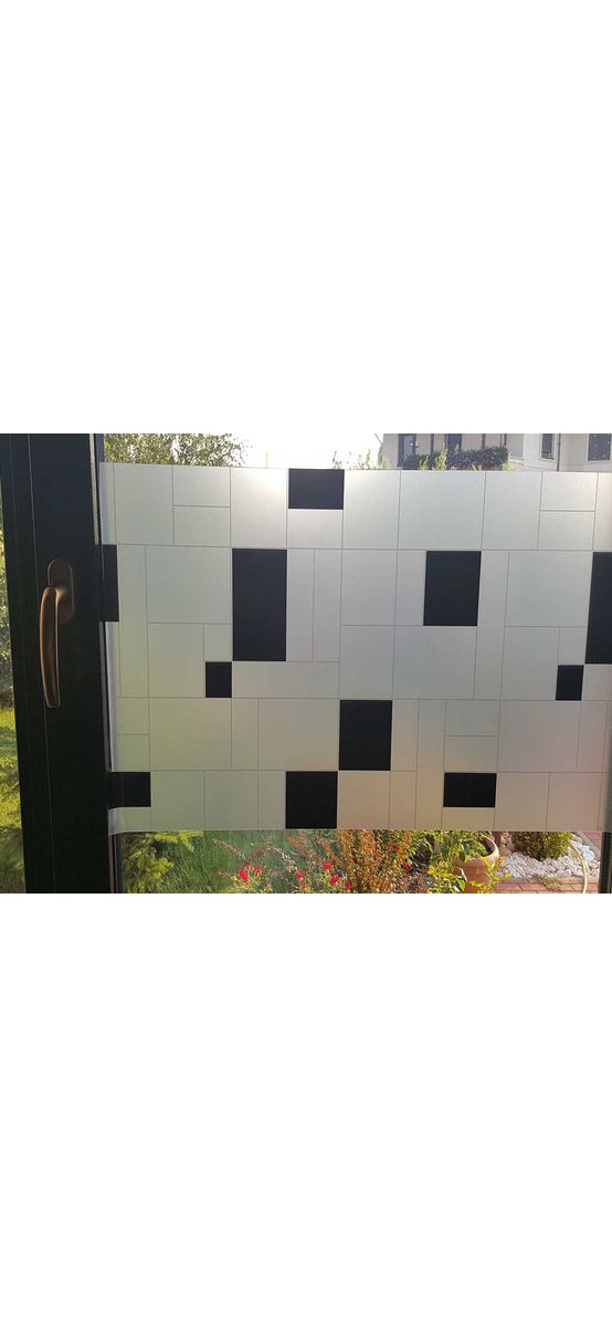 Folie geam autoadezivă Reka, MagicFix, model pătrate,100 cm lăţime