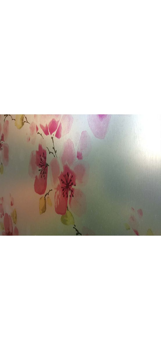 Folie geam autoadezivă, Magicfix, sablare cu imprimeu floral roșu, 100x100 cm