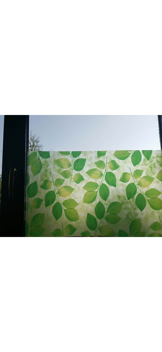 Folie geam autoadezivă Frunze, Folina, imprimeu verde, 90x280 cm