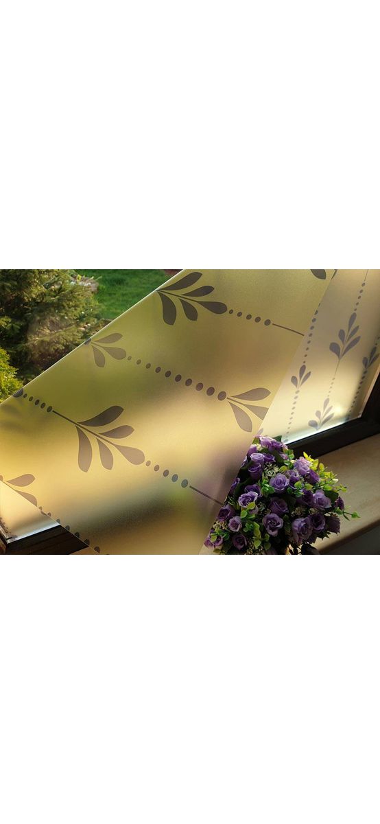 Folie geam autoadezivă Sol, Folina, imprimeu floral, bej, lățime 100 cm
