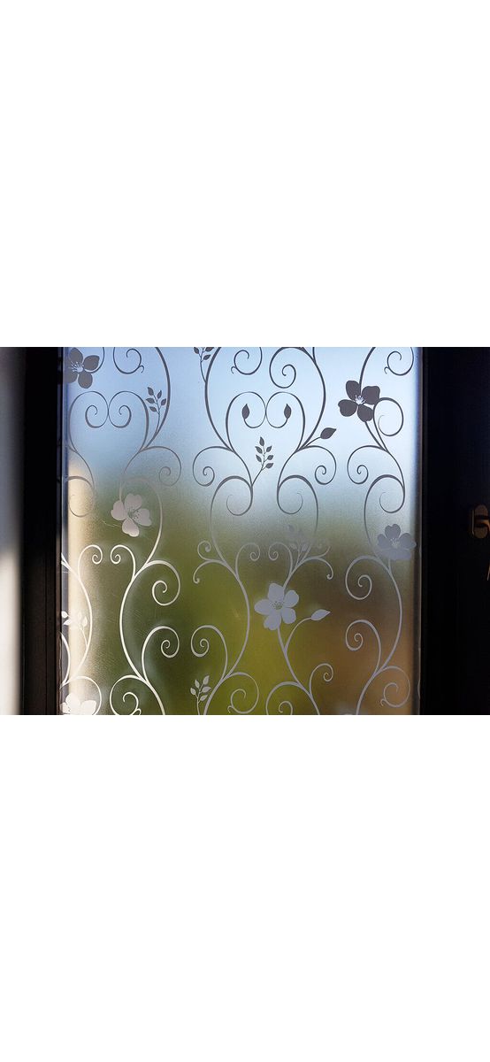 Folie geam autoadezivă Blanca, Folina, imprimeu floral, alb, lățime 90 cm