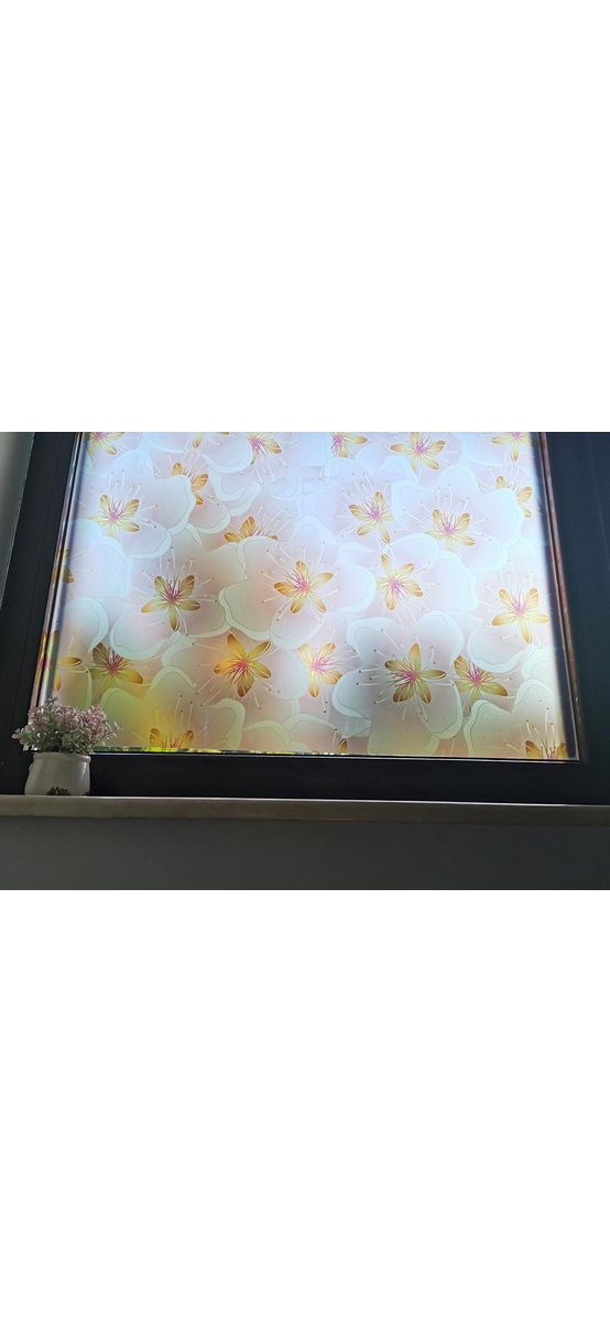 Folie geam autoadezivă, Folina, model floral roz, 100 cm lăţime