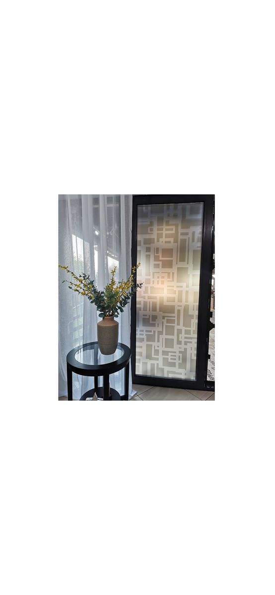 Folie sablare Cubism, Folina, model geometric gri, pentru uşi din sticlă, rolă de 100x210 cm
