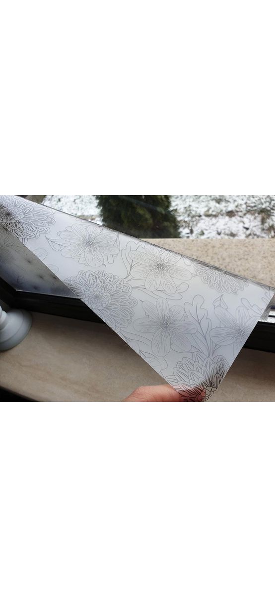 Folie geam autoadezivă Demetra, Folina, sablare cu model floral, 100 cm lăţime