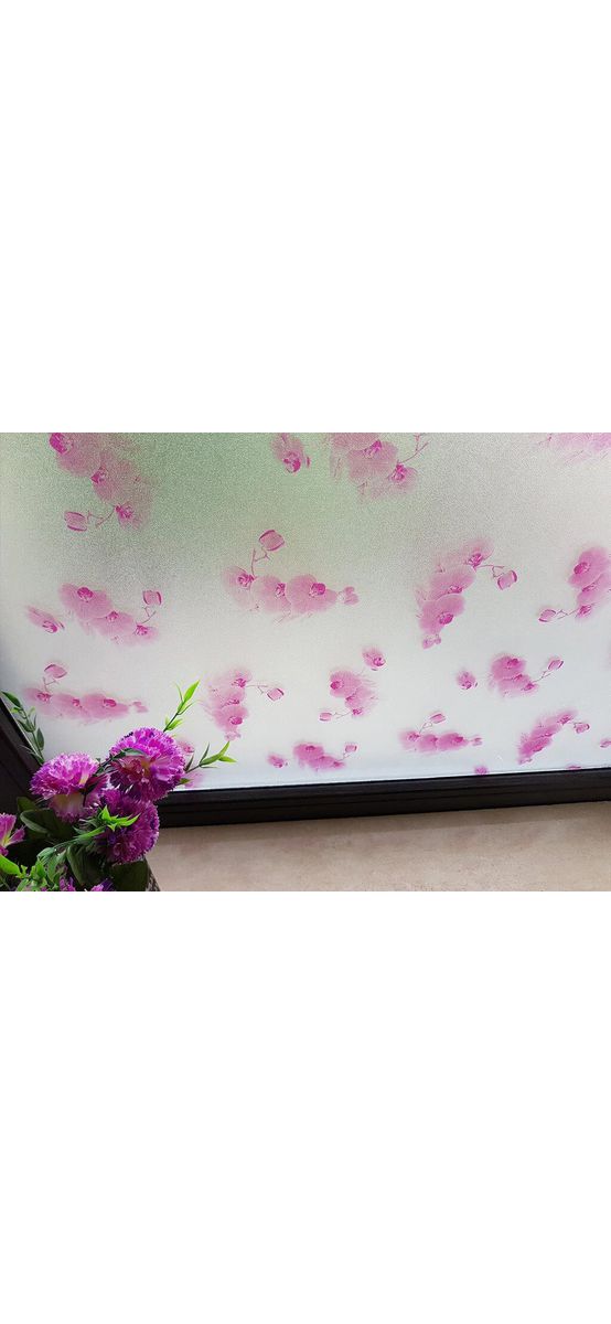 Folie electrostatică orhidee, Folina, imprimeu floral, mov, lățime 90 cm