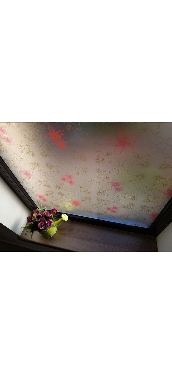 Folie geam autoadezivă Veti, Folina, model floral roşu, rola 90x200 cm 