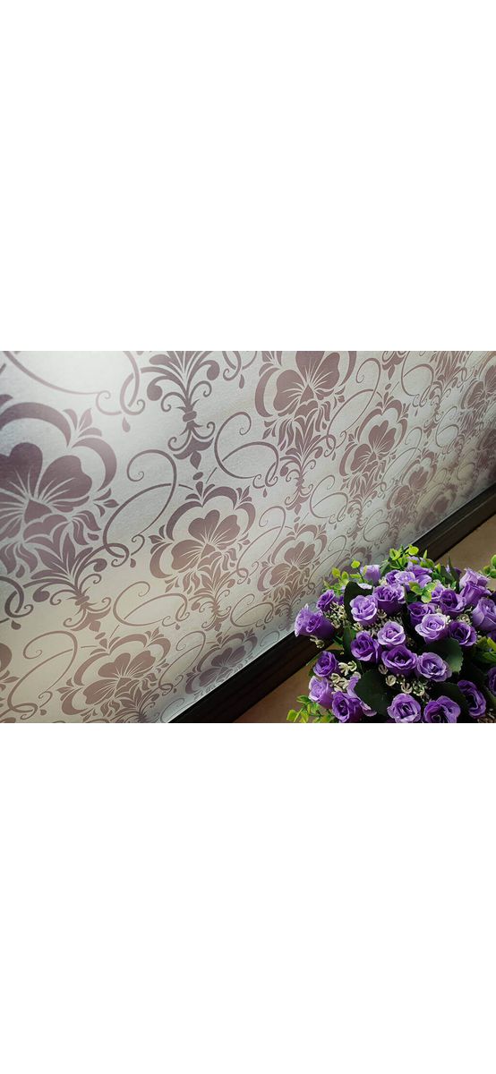 Folie geam autoadezivă Livia, Folina, sablare cu model floral maro, 100 cm lăţime