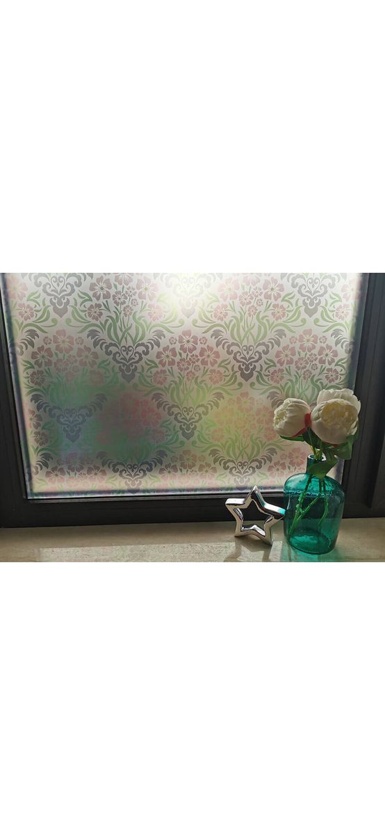 Folie geam autoadezivă Aurora, Folina, sablare cu model clasic colorat, 100 cm lăţime