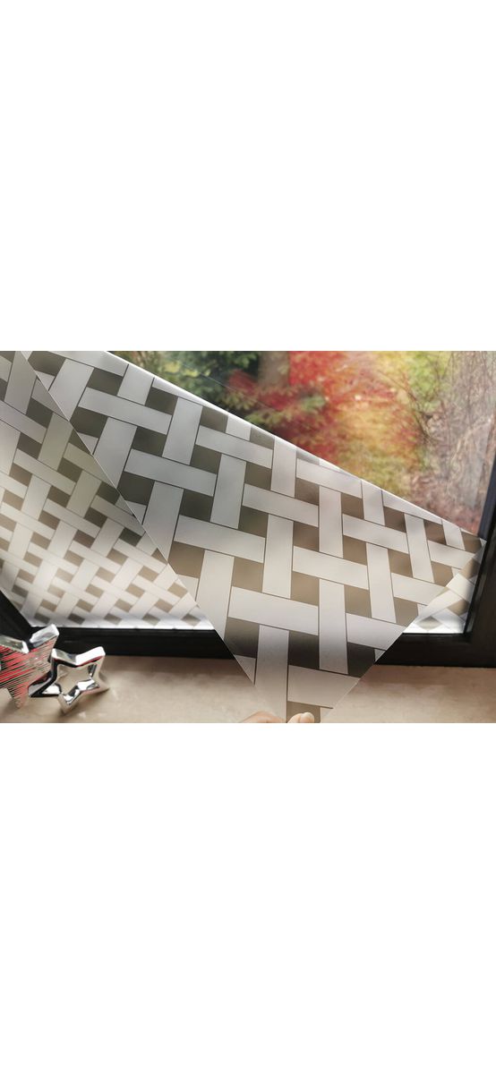 Folie geam autoadezivă Abela, Folina, sablare cu model geometric gri, 100 cm lăţime